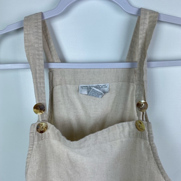 Vintage pinafore dress overall dress size small linen cotton blend neutr… - Picture 3 of 10